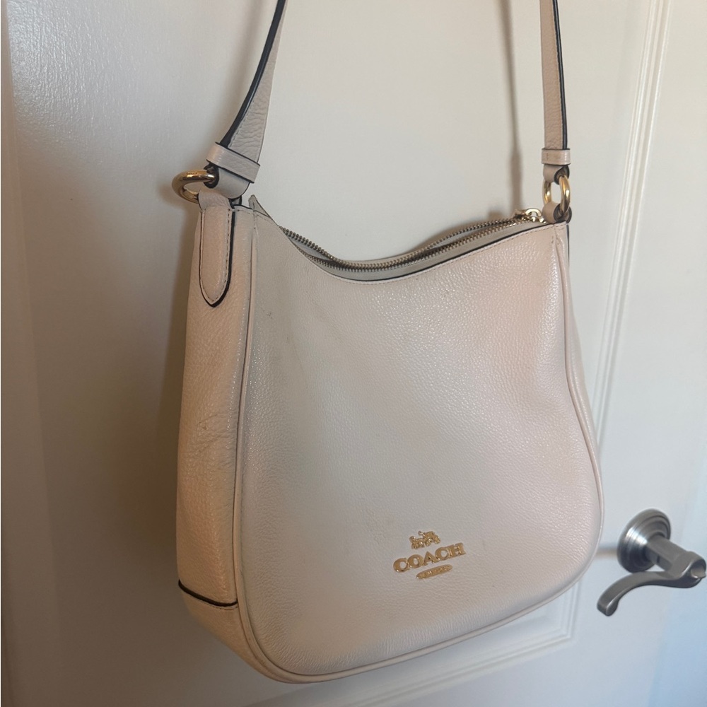 Coach Pebbled Leather Crossbody Hobo Bag in Ivory